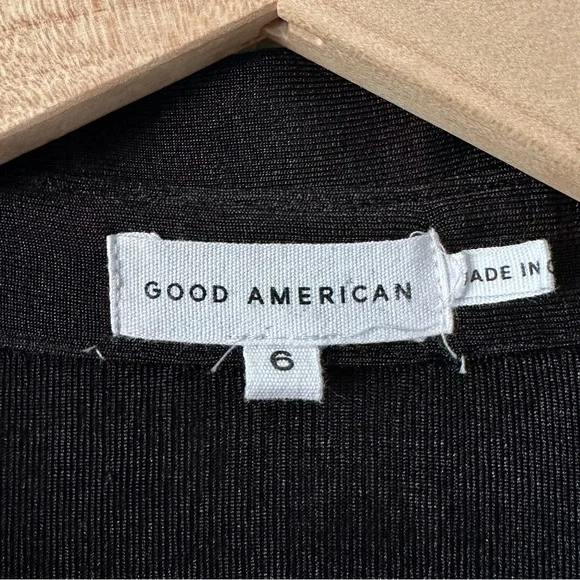 Good American Good Touch Button Front Ruched Midi Dress Black Size 3XL - Picture 9 of 12